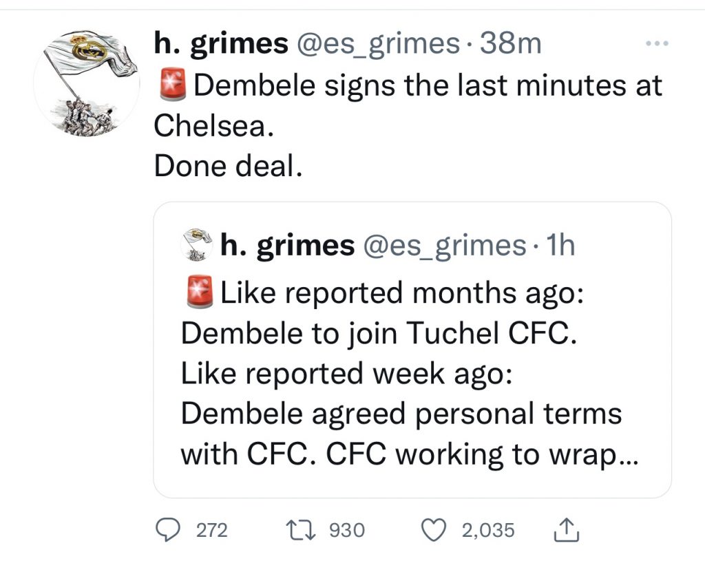 Es_grimes announces Ousmane Dembele to Chelsea 